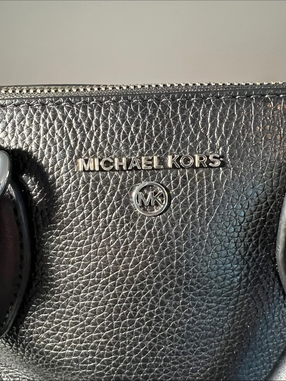 Michael Kors Black Pebbled Leather Satchel with Adjustable Crossbody Strap